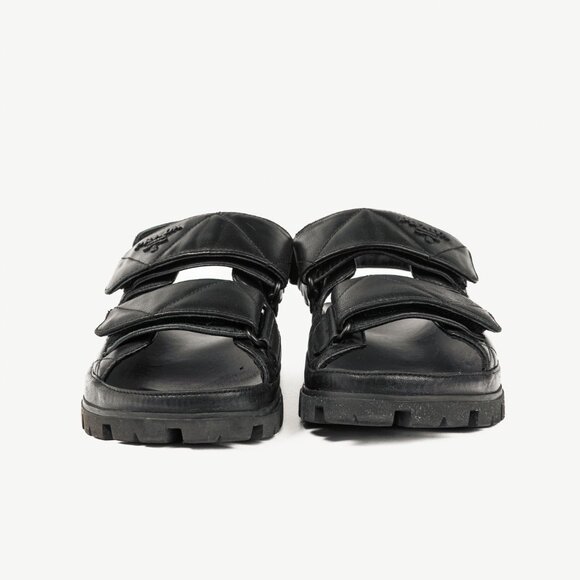 Prada Black Quilted Lamb Leather Sandals - Picture 3 of 12